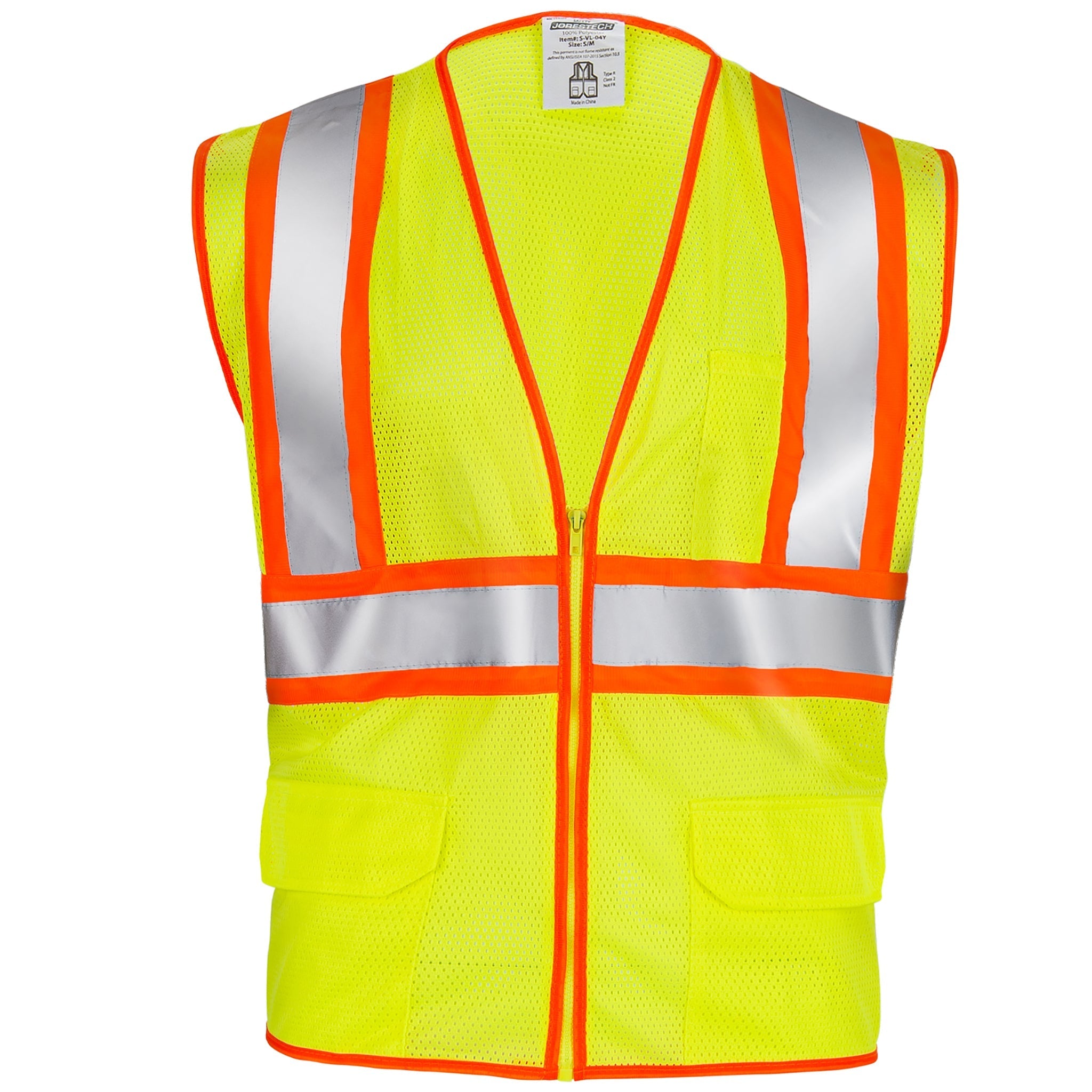 Hi-Vis Two Toned Mesh Safety Vest with 2” Reflective Strips and Pockets